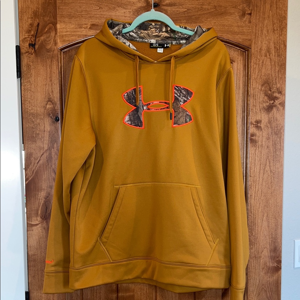 Men’s Under Armour Gold Hoodie with Camo and Red Logo